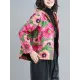Artistic Retro Velvet Floral Printed Zipper Hooded Long Sleeves Outwear Artistic Retro Velvet Floral Printed Zipper Hooded Long Sleeves Outwear
