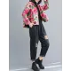 Artistic Retro Velvet Floral Printed Zipper Hooded Long Sleeves Outwear Artistic Retro Velvet Floral Printed Zipper Hooded Long Sleeves Outwear