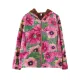 Artistic Retro Velvet Floral Printed Zipper Hooded Long Sleeves Outwear Artistic Retro Velvet Floral Printed Zipper Hooded Long Sleeves Outwear
