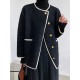 Asymmetric Buttoned Pockets Split-Joint Long Sleeves Loose Round-Neck Woolen Coat Asymmetric Buttoned Pockets Split-Joint Long Sleeves Loose Round-Neck Woolen Coat