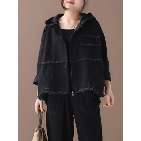 Original Solid Hooded Denim Outwear Original Solid Hooded Denim Outwear