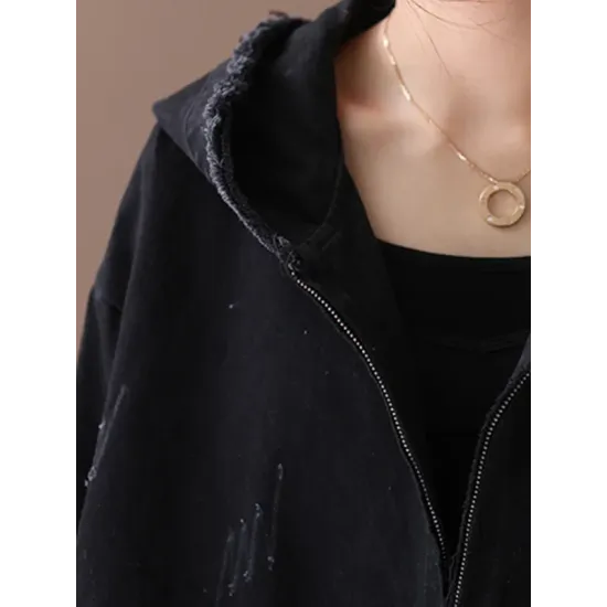 Original Solid Hooded Denim Outwear Original Solid Hooded Denim Outwear