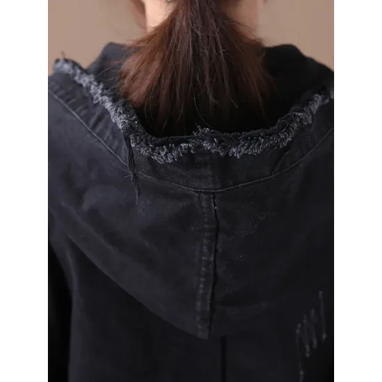 Original Solid Hooded Denim Outwear Original Solid Hooded Denim Outwear