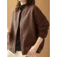 Artistic Retro Loose Long Sleeves Buttoned Solid Color Stand Collar Outerwear Artistic Retro Loose Long Sleeves Buttoned Solid Color Stand Collar Outerwear