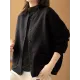 Artistic Retro Loose Long Sleeves Buttoned Solid Color Stand Collar Outerwear Artistic Retro Loose Long Sleeves Buttoned Solid Color Stand Collar Outerwear