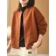 Artistic Retro Loose Long Sleeves Buttoned Solid Color Stand Collar Outerwear Artistic Retro Loose Long Sleeves Buttoned Solid Color Stand Collar Outerwear