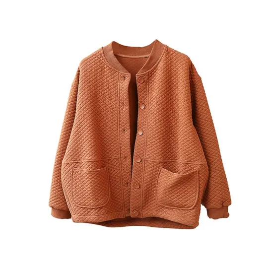 Artistic Retro Loose Long Sleeves Buttoned Solid Color Stand Collar Outerwear Artistic Retro Loose Long Sleeves Buttoned Solid Color Stand Collar Outerwear
