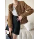 Fashion Long Sleeves Loose Buttoned Round-Neck Outerwear Fashion Long Sleeves Loose Buttoned Round-Neck Outerwear