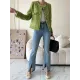 Fashion Long Sleeves Loose Buttoned Round-Neck Outerwear Fashion Long Sleeves Loose Buttoned Round-Neck Outerwear