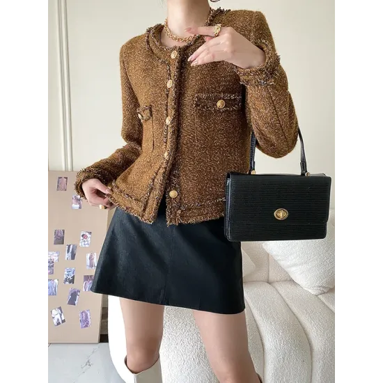 Fashion Long Sleeves Loose Buttoned Round-Neck Outerwear Fashion Long Sleeves Loose Buttoned Round-Neck Outerwear