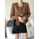 Fashion Long Sleeves Loose Buttoned Round-Neck Outerwear Fashion Long Sleeves Loose Buttoned Round-Neck Outerwear