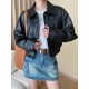 Solid Color Split-Joint Zipper Long Sleeves Loose Lapel Jackets&Coats Solid Color Split-Joint Zipper Long Sleeves Loose Lapel Jackets&Coats