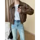 Solid Color Split-Joint Zipper Long Sleeves Loose Lapel Jackets&Coats Solid Color Split-Joint Zipper Long Sleeves Loose Lapel Jackets&Coats