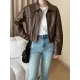 Solid Color Split-Joint Zipper Long Sleeves Loose Lapel Jackets&Coats Solid Color Split-Joint Zipper Long Sleeves Loose Lapel Jackets&Coats