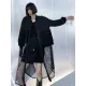 Stylish Split-Joint With Pocket Mesh Buttoned Stand Collar Long Sleeves Jacket Outwear
