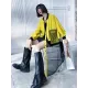 Stylish Split-Joint With Pocket Mesh Buttoned Stand Collar Long Sleeves Jacket Outwear