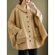 Loose Solid Color Buttoned Hooded Long Sleeves Trench Coat Loose Solid Color Buttoned Hooded Long Sleeves Trench Coat