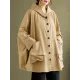 Loose Solid Color Buttoned Hooded Long Sleeves Trench Coat Loose Solid Color Buttoned Hooded Long Sleeves Trench Coat