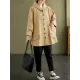 Loose Solid Color Buttoned Hooded Long Sleeves Trench Coat Loose Solid Color Buttoned Hooded Long Sleeves Trench Coat