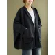 Loose Solid Color Buttoned Hooded Long Sleeves Trench Coat Loose Solid Color Buttoned Hooded Long Sleeves Trench Coat