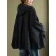 Loose Solid Color Buttoned Hooded Long Sleeves Trench Coat Loose Solid Color Buttoned Hooded Long Sleeves Trench Coat