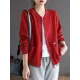 Simple Long Sleeves Loose Solid Color Zipper Stand Collar Outerwear Simple Long Sleeves Loose Solid Color Zipper Stand Collar Outerwear