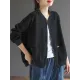 Simple Long Sleeves Loose Solid Color Zipper Stand Collar Outerwear Simple Long Sleeves Loose Solid Color Zipper Stand Collar Outerwear