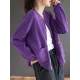 Simple Long Sleeves Loose Solid Color Zipper Stand Collar Outerwear Simple Long Sleeves Loose Solid Color Zipper Stand Collar Outerwear
