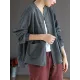 Simple Long Sleeves Loose Solid Color Zipper Stand Collar Outerwear Simple Long Sleeves Loose Solid Color Zipper Stand Collar Outerwear