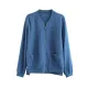 Simple Long Sleeves Loose Solid Color Zipper Stand Collar Outerwear Simple Long Sleeves Loose Solid Color Zipper Stand Collar Outerwear