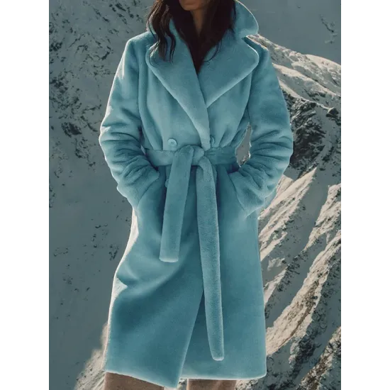 Original Creation Long Sleeves Loose Keep Warm Solid Color Notched Collar Coats Original Creation Long Sleeves Loose Keep Warm Solid Color Notched Collar Coats