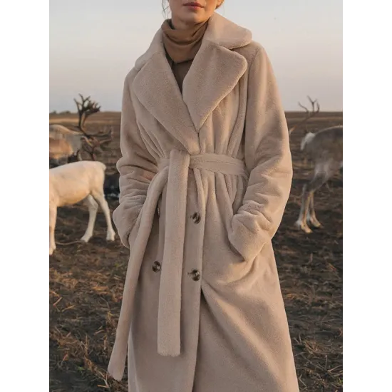Original Creation Long Sleeves Loose Keep Warm Solid Color Notched Collar Coats Original Creation Long Sleeves Loose Keep Warm Solid Color Notched Collar Coats