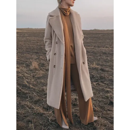 Original Creation Long Sleeves Loose Keep Warm Solid Color Notched Collar Coats Original Creation Long Sleeves Loose Keep Warm Solid Color Notched Collar Coats