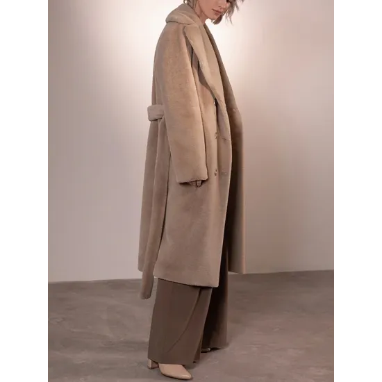 Original Creation Long Sleeves Loose Keep Warm Solid Color Notched Collar Coats Original Creation Long Sleeves Loose Keep Warm Solid Color Notched Collar Coats