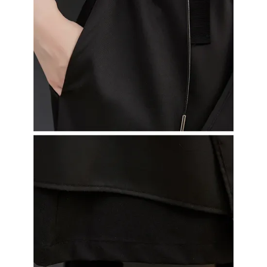 Loose Long Sleeves Drawstring Split-Joint Lapel Trench Coats Loose Long Sleeves Drawstring Split-Joint Lapel Trench Coats