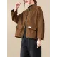 Vintage Long Sleeves Loose Buttoned Solid Color High-Neck Outerwear Vintage Long Sleeves Loose Buttoned Solid Color High-Neck Outerwear