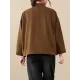 Vintage Long Sleeves Loose Buttoned Solid Color High-Neck Outerwear Vintage Long Sleeves Loose Buttoned Solid Color High-Neck Outerwear