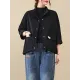 Vintage Long Sleeves Loose Buttoned Solid Color High-Neck Outerwear Vintage Long Sleeves Loose Buttoned Solid Color High-Neck Outerwear