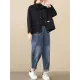 Vintage Long Sleeves Loose Buttoned Solid Color High-Neck Outerwear Vintage Long Sleeves Loose Buttoned Solid Color High-Neck Outerwear