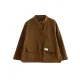 Vintage Long Sleeves Loose Buttoned Solid Color High-Neck Outerwear Vintage Long Sleeves Loose Buttoned Solid Color High-Neck Outerwear