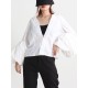 Casual Puff Sleeves Long Sleeves Solid Color Deep V-Neck Outerwear Casual Puff Sleeves Long Sleeves Solid Color Deep V-Neck Outerwear