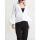 Casual Puff Sleeves Long Sleeves Solid Color Deep V-Neck Outerwear Casual Puff Sleeves Long Sleeves Solid Color Deep V-Neck Outerwear
