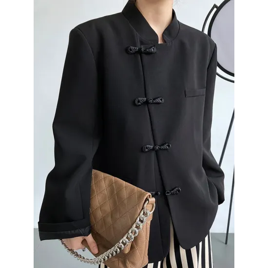 Vintage Loose Black White Buttoned Blazer Vintage Loose Black White Buttoned Blazer