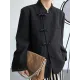Vintage Loose Black White Buttoned Blazer Vintage Loose Black White Buttoned Blazer