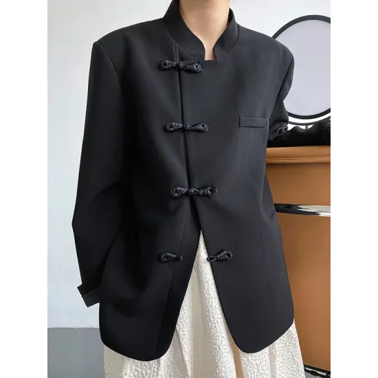 Vintage Loose Black White Buttoned Blazer Vintage Loose Black White Buttoned Blazer
