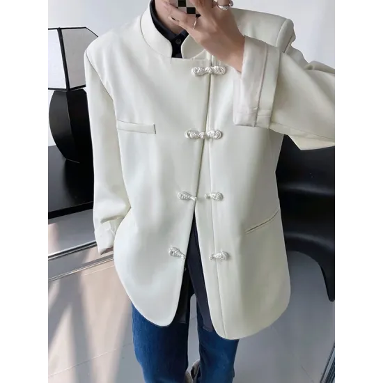 Vintage Loose Black White Buttoned Blazer Vintage Loose Black White Buttoned Blazer