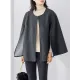 Casual Loose Solid Color Round-Neck Cape Outerwear