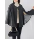 Casual Loose Solid Color Round-Neck Cape Outerwear