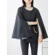 Casual Loose Solid Color Round-Neck Cape Outerwear