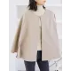 Casual Loose Solid Color Round-Neck Cape Outerwear
